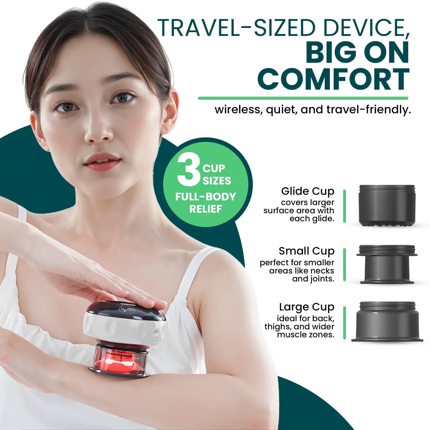 REVIA™ Smart Cupping PRO, Red-Light Heat Therapy For Modern Recovery